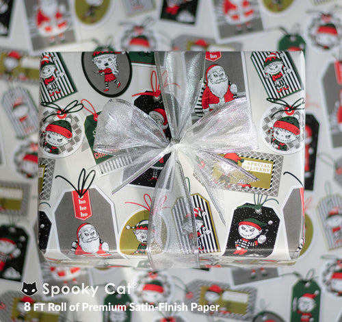 Bad Santa and naughty gothic elves Creepmas wrapping paper.