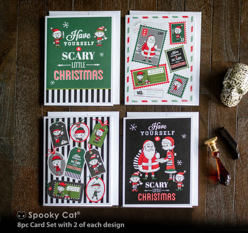 Naughty gothic elves and bad santa creepmas cards