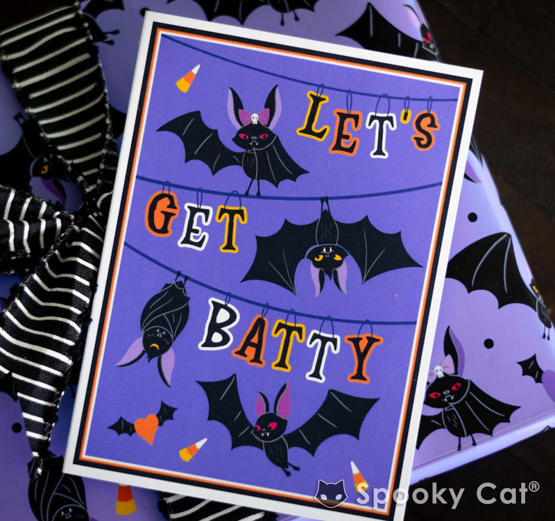 Cute Bat Gothic Halloween Birthday Card