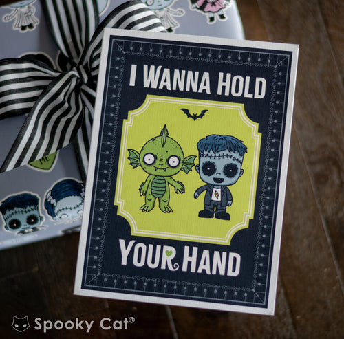 Cute Monster Valloween Card same sex lgbtq Frankenstein's monster and creature