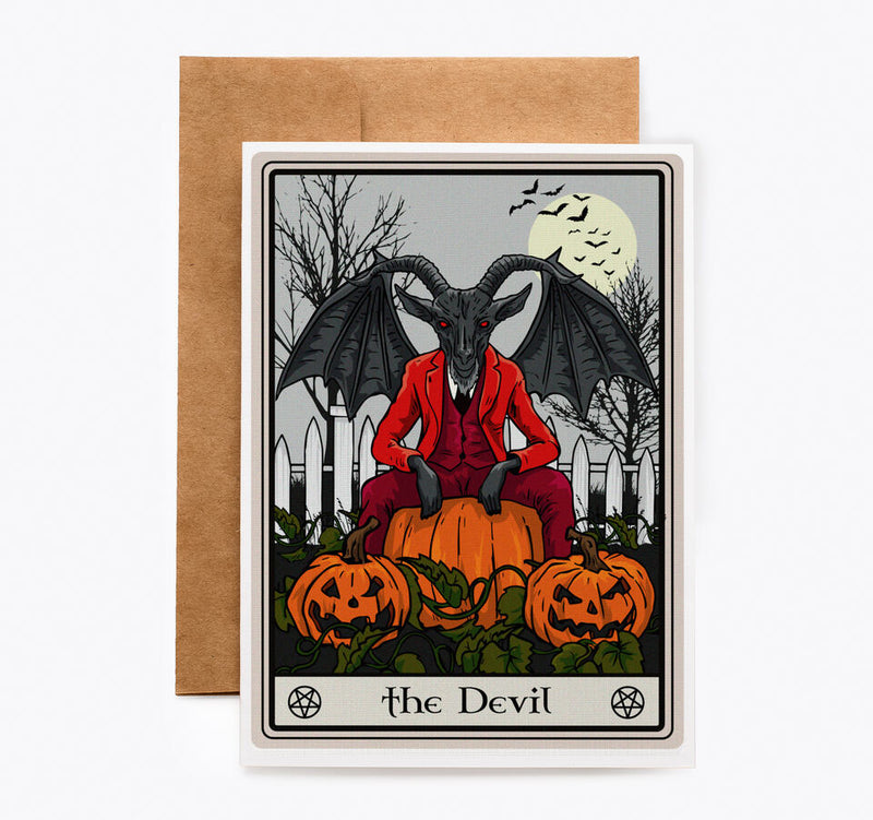 The Devil Black Phillip Halloween Tarot Card