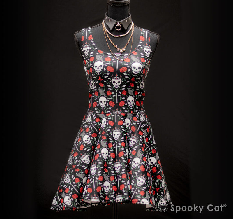 Classic skull & rose print dress
