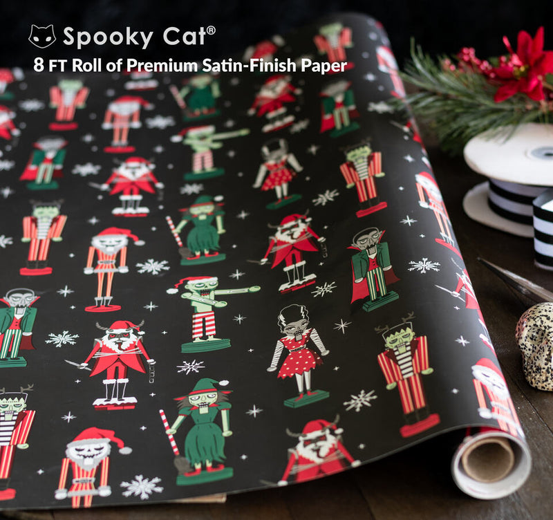 Halloween Horror Christmas Wrapping Paper with Spooky Nutcrackers