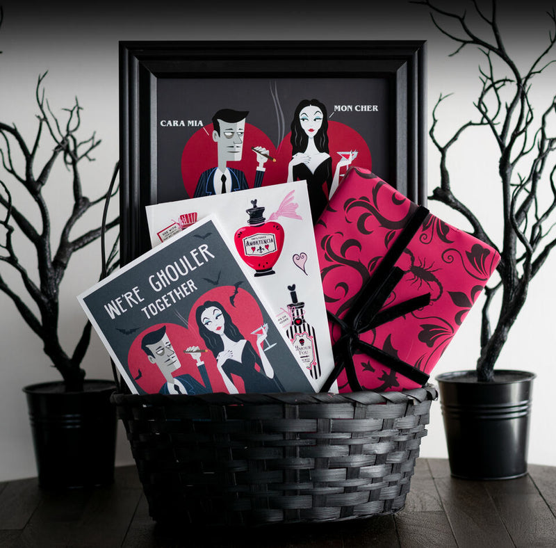 Gothic Valentine's Day Cards, Gift Wrap, Wrapping Paper, Art Prints, Addams family