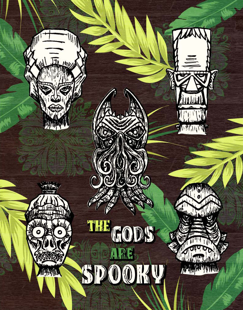 Spooky Tiki Horror Freaky Tiki Cards, Gift Wrapping, Art Prints