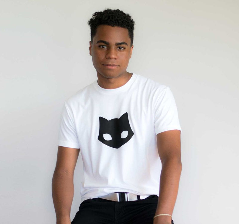 Spooky Cat Nu Goth Mens Black Cat Logo T Shirt
