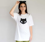 Spooky Cat Nu Goth Womens Black Cat Logo T Shirt