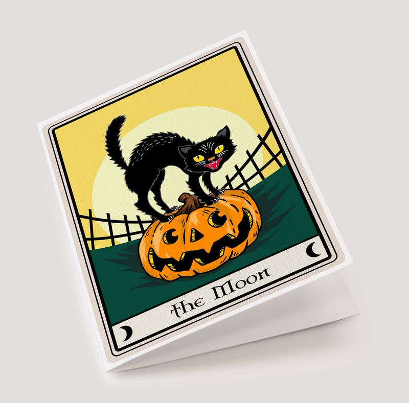 Black Cat Moon Halloween Tarot Card
