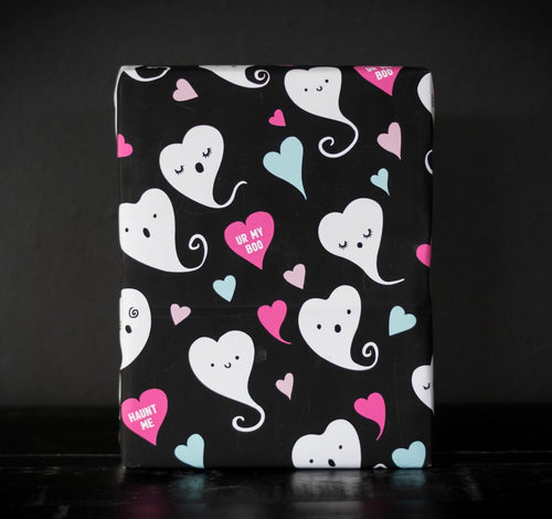 Pink goth ghost boo spooky cute gift wrap