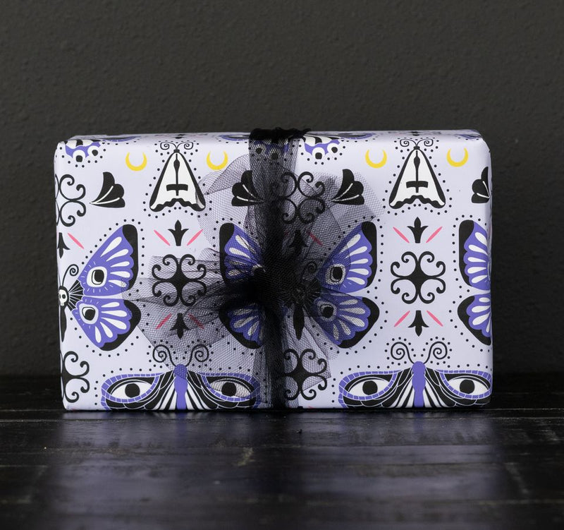 Goth Moth and Butterfly Patterned Gift Wrap