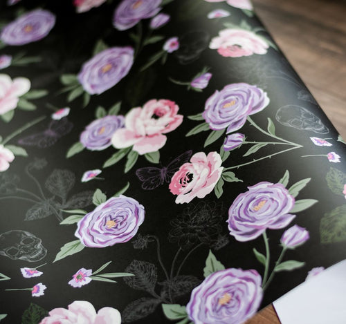 Gothic Floral & Skull  with Black Dahlias and RosesGift Wrap