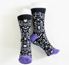 Gothic Skull Spooky Cat Damask Socks