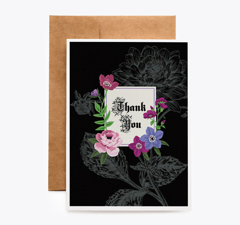 Gothic Thank You Card with Gothic Floral