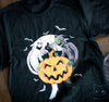 Halloween Grinning Ghost and Reaper T-Shirt with Pumpkin