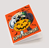 Happy Halloween Vintage Grim Reaper and Pumpkin Greeting Card