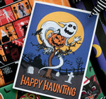 Grim Grinning Ghost Happy Haunting Halloween Card