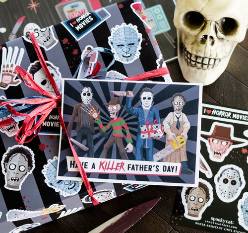 Horror Movie Father's Day Card with Freddy, Jason, Michael, and Leatherface