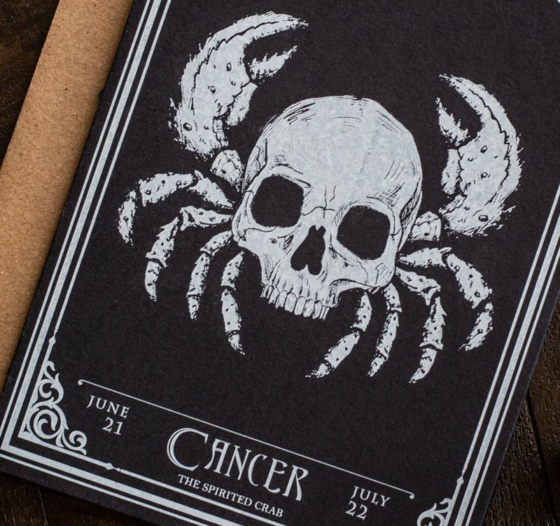 Cancer Skull Horoscope Zodiac Birthday Card