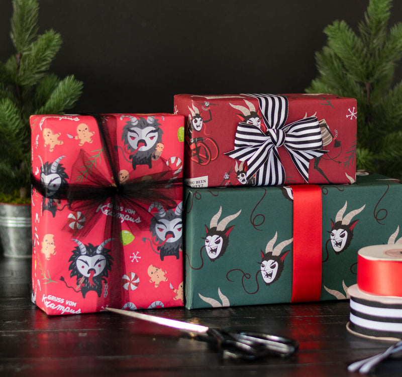 Krampus Gift Wrapping Paper Set