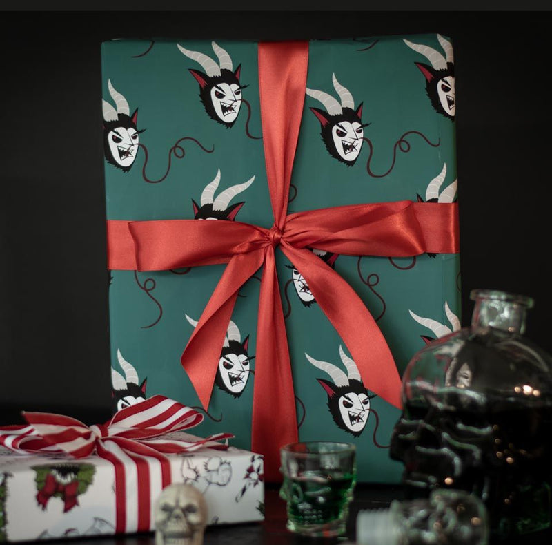 Merry Krampus Green Gift Wrapping Paper