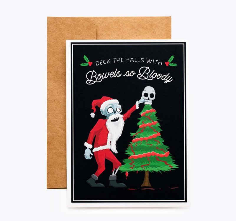 Zombie Santa Deck the Halls Christmas Card