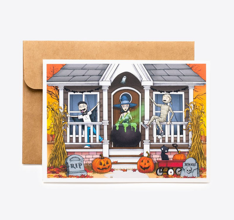 Spooky Cat Halloween Card - Witches Brew