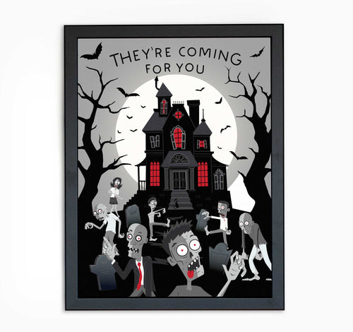Night of the Living Dead Zombie Noir Film Homage Art Print
