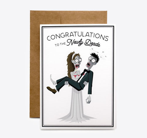 Spooky Cat Zombie Wedding Card - Newly Deads