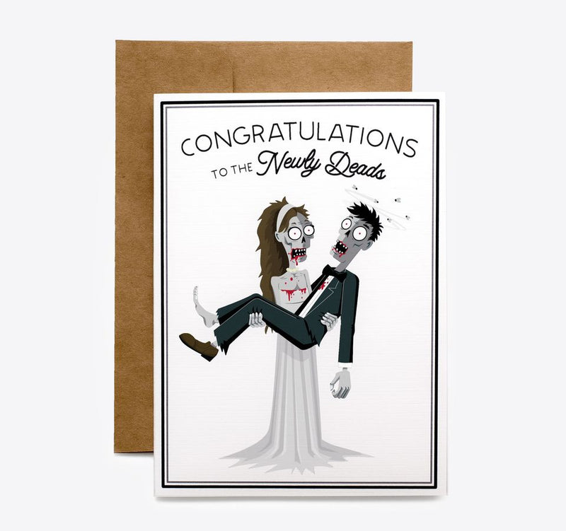 Spooky Cat Zombie Wedding Card - Newly Deads