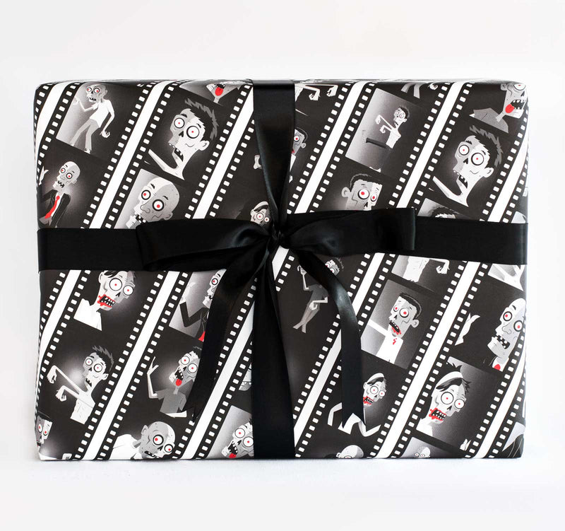 Wrapping Paper - Beautiful wrapped gift with Zombie Film Noir Paper 