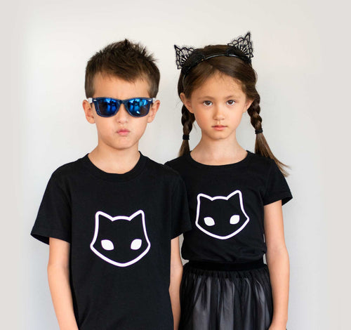 Spooky Cat Nu Goth Kids Black Cat Icon T Shirt