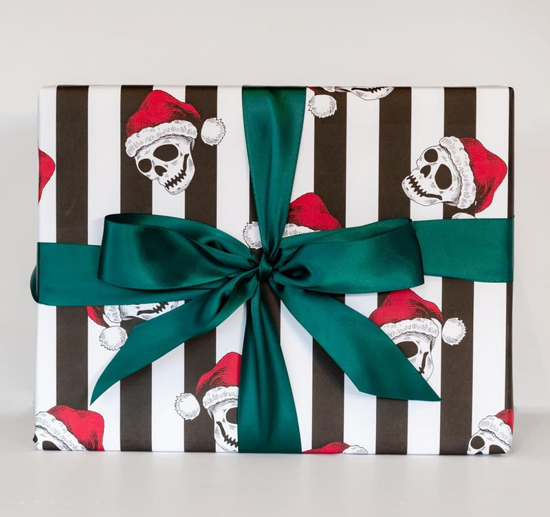 Santa Skull Gift Wrap – Spooky Cat Press