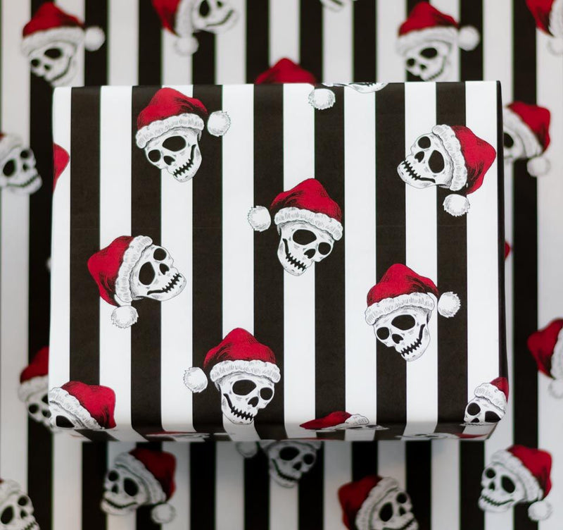 Spooky gothmas creepmas Wrapping Paper Krampus Skull Santa