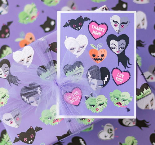Lavender Monster Love Gift Wrap (1 Sheet)