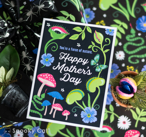 Venus flytrap and mushroom botanical gothic floral Mother's Day Card