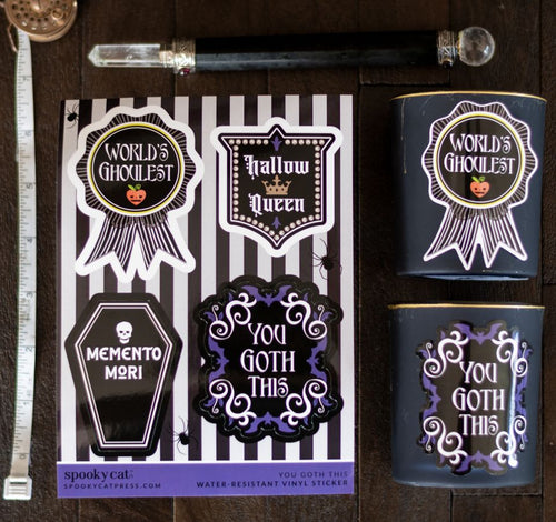 You goth this Gothic witch Hallowqueen sticker sheet