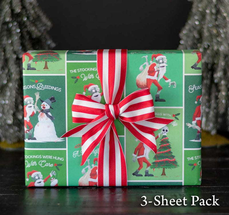 Zombie Santa Gift Wrap (3 Sheets)
