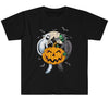 Halloween Grinning Ghost and Reaper T-Shirt with Pumpkin